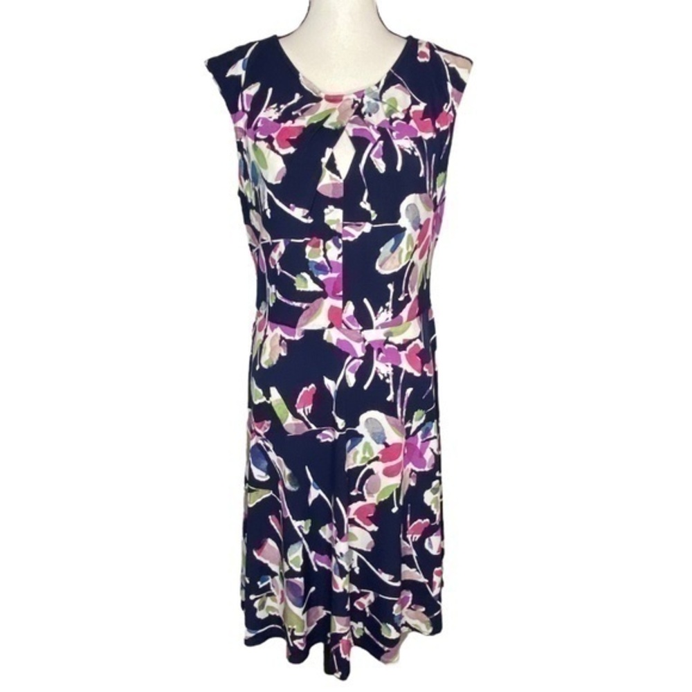 Wisp Stitch Fix Dress Ceena Floral Print Keyhole‎ Pleated Neckline Sleeveless